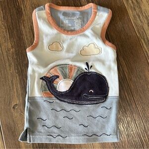 L'ovedbaby appliqué WHALE. Organic cotton tank top shirt baby boy 12-18 mo
